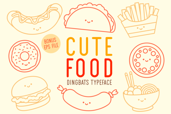 Cute Food: A Playful Dingbats Font for Creative Projects