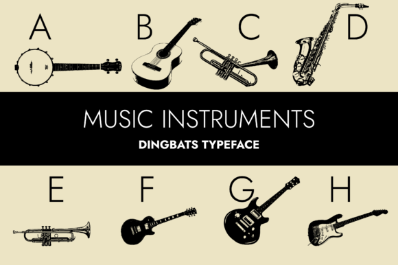 Music Instruments Font for Digital Creativity