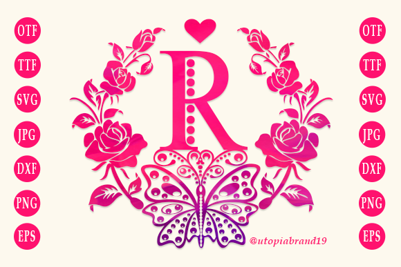Rose Butterfly Monogram Font for Branding